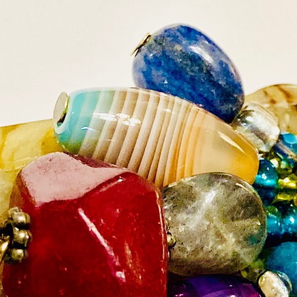 🌿Hand-carved Natural Jade Stone Necklace w/ Lapis Lazuli Onyx Gemstone Accents - Picture 12 of 15